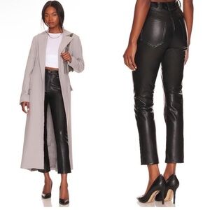 New! AGOLDE Recycled Leather Riley Long in Detox Black Pants Jeans Sz 26‎ $348